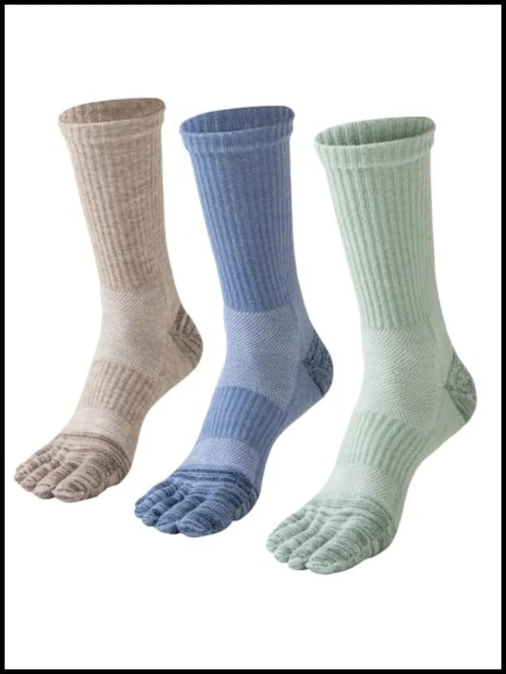 Merino Wool Toe Socks for Hiking Men Women Crew Five Finger Socks